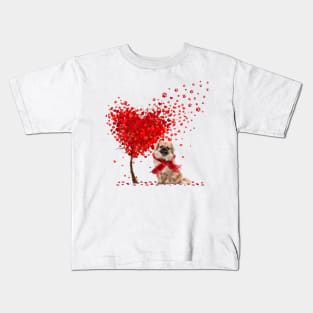 Happy Valentine's Day Heart Tree Love Tibetan Spaniel Kids T-Shirt